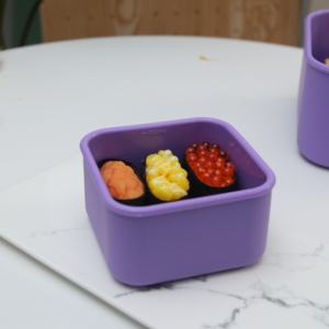 多機能シリコーンスタッキングボックスふた付き250ml食品容器電子レンジ対応フレキシブル子供用バックスクール - Product Image 4