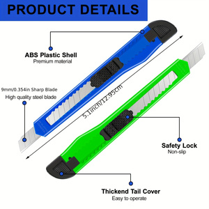 Toptan kutu kesiciler kompakt jilet 9mm geniş bıçak ev ofis kullanımı için renkli geri çekilebilir maket bıçağı - Product Image 2