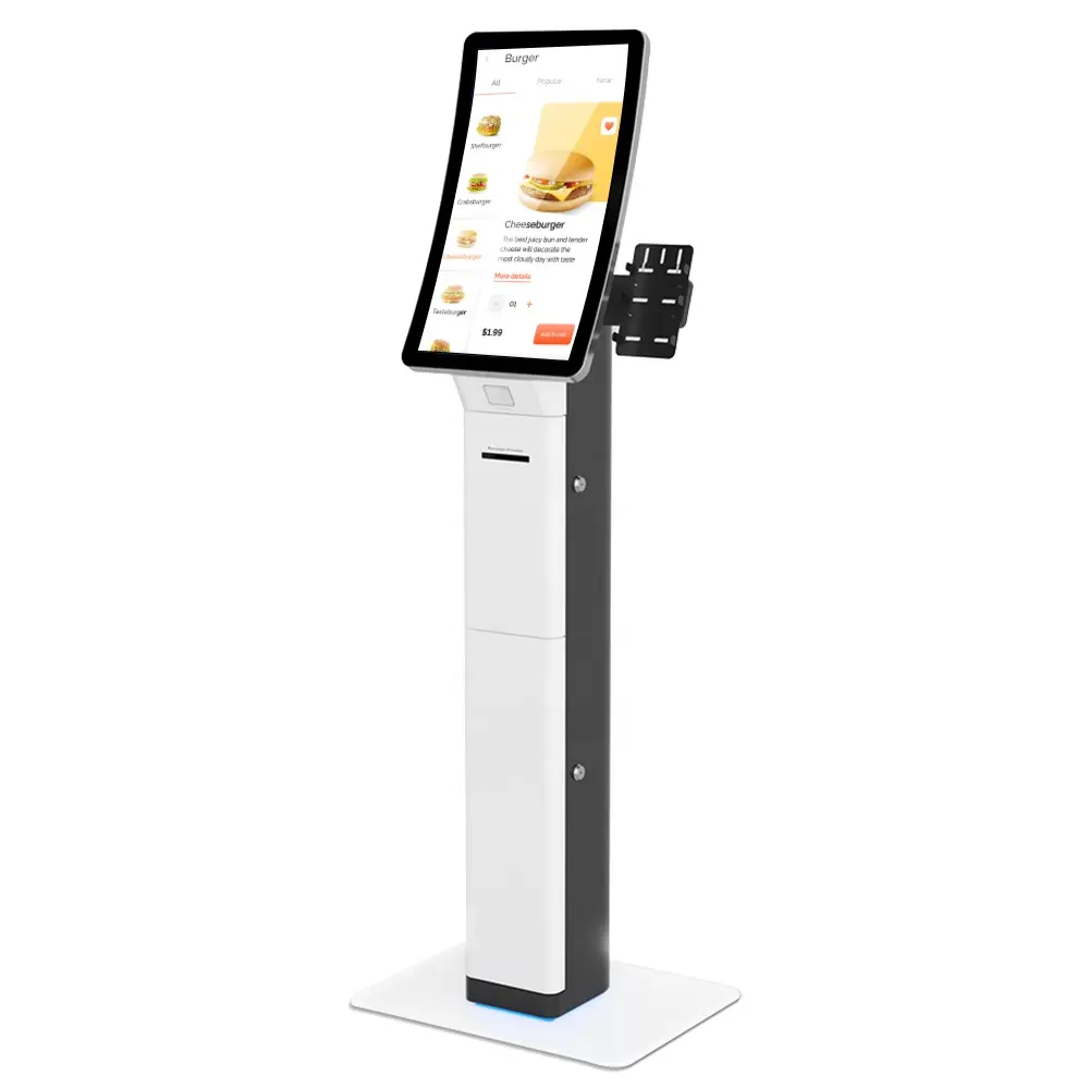 Usingwin chiosco per macchina per l'ordinazione self-service R1500 con touch screen curvo da 23.6 pollici di alta qualità con scanner di codici per stampante termica