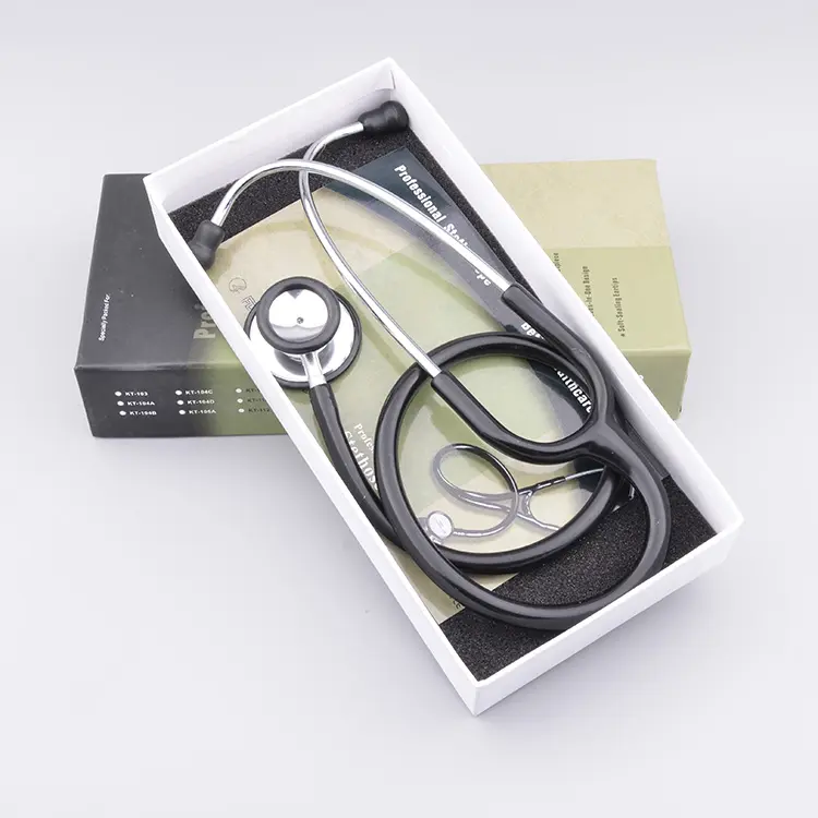 Высококачественный стетоскоп с двойной головкой для взрослых с цветной коробкой, медицинский стетоскоп