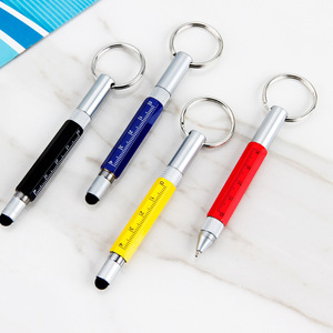迷你6合1多工具笔功能笔金属笔带水平仪和螺丝刀钥匙扣 - Product Image 3