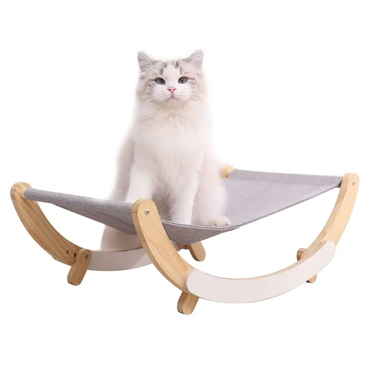 เตียงสัตว์เลี้ยงเปลญวนเป็นไม้เนื้อแข็งเก้าอี้ชิงช้าแฟนซีเตียงสัตว์ขนาดเล็กลูกแมวหรือลูกสุนัข