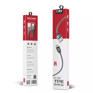 EMY MY732 TPE Durable USB <strong>Cable</strong> Braided Wires Mobile 2.4A Fast Charging Transmission USB C Communication Data <strong>Cables</strong> - Product Image 1