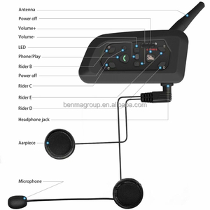 Auricular intercomunicador para casco de motocicleta, comunicador con Bluetooth, 6 conductores - Product Image 5