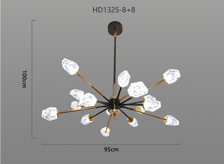 New Product Black Gold Decoration Restaurant Hanging Lamp Living Room Luxury LED Chandelier Pendant Light