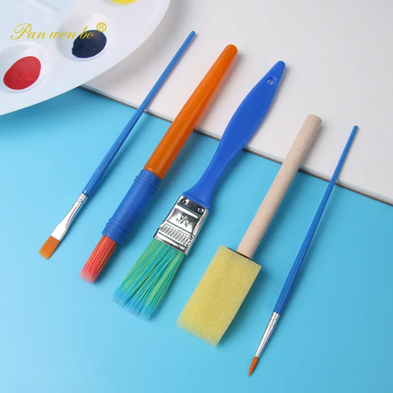 2023 hot sale Kids brush acrylic painting brushes set for drawing 5 Pcs Painting sponge