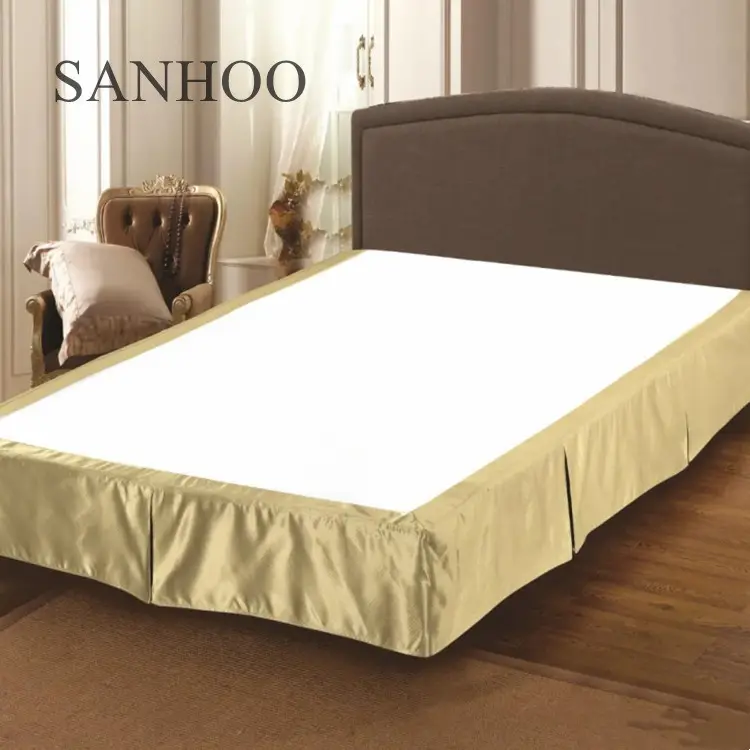 SANHOO-falda de cama de lujo de alta calidad, Color sólido, con volantes y polvo, para colección de Hotel