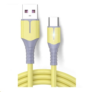 乳白色黄色快速充电硅橡胶Usb C电缆A至C USB充电电缆，带发光二极管灯 - Product Image 1