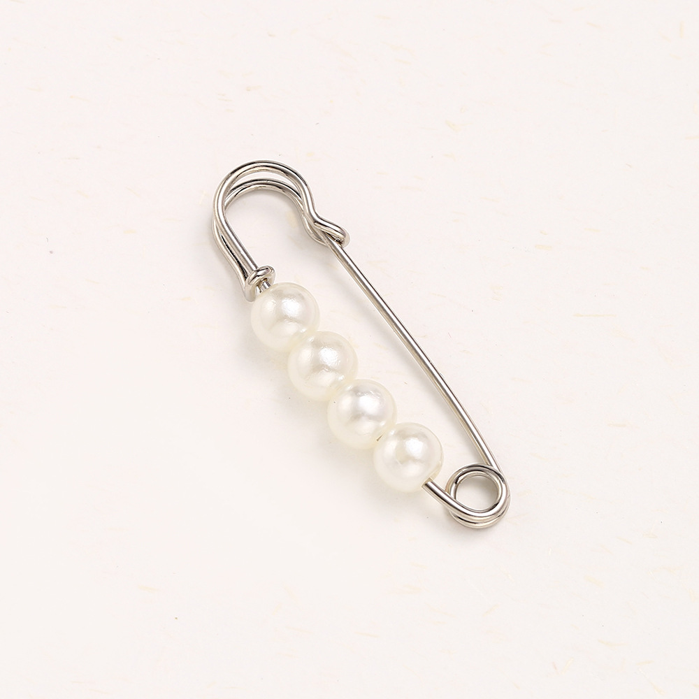 3.8cm aiguille argent perles blanches