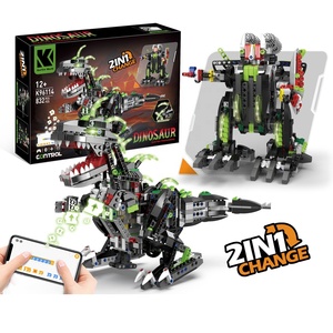 Juguete de dinosaurio controlado por aplicación ensamblar juguete DIY 2 en 1 Kit de ciencia STEM para niños programación bloques de construcción Robots