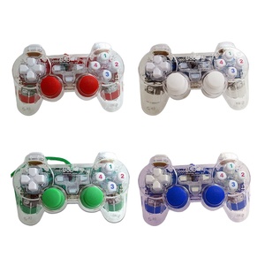 LQJP PCコントローラー用LED有線USBゲームパッド振動ジョイスティックゲームコントローラーPCラップトップ用ジョイパッドWin7/10/XP用クリア - Product Image 1