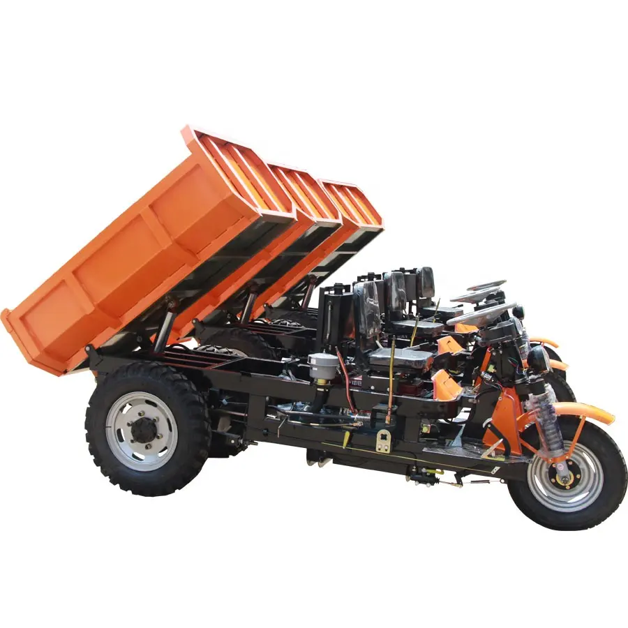 Triciclo de carga volquete motorizado de 3 ruedas Sistema de absorción de impacto dual Triciclo de carga volquete de motocicleta en China
