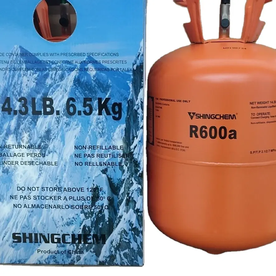 Gas refrigerante SHINGCHEM R600a con embalaje de cilindro desechable de alta pureza 99.98%