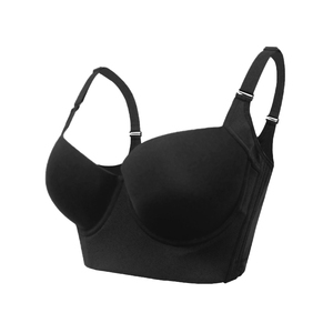 女性用プラスサイズのプッシュアップブラ調整可能ストラップ付き花柄シームレスワイヤーフリーB C Dカップ下着パンティースリップ付き - Product Image 3