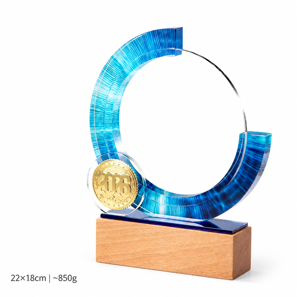 Trofeo per dipendenti con base in legno di faggio