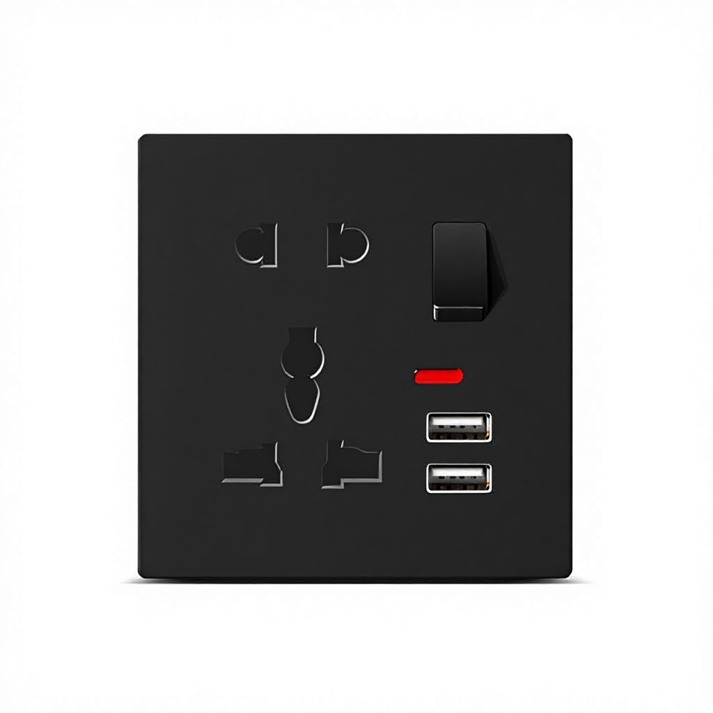 Un switch con múltiples puertos USB de cinco orificios.