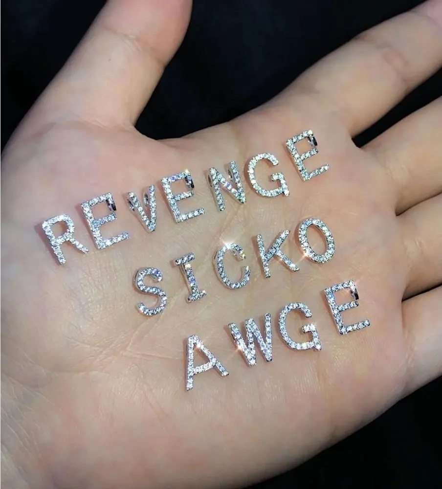 Colgante con 26 letras del abecedario personalizadas, micro pavé cz brillante plateado