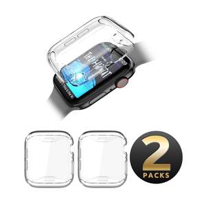 LFD961 çizilmeye dayanıklı malzeme kablosuz şarj uyumlu Apple Watch için TPU şeffaf durumda-2 paket (44mm) - Product Image 2