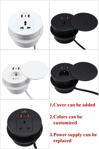 Venta caliente ABS Zócalo de escritorio Multifunción USB Tipo C Salidas ocultas Zócalo de ojal redondo - Product Image 6