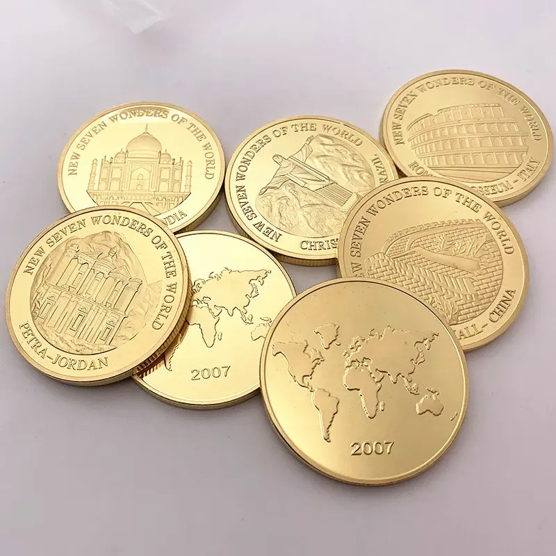 Seven wonders of the world commemorative coin Roman Colosseum born Indian Taj Mahal ancient architecture Great Wall gold coin