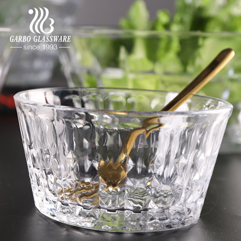 8inch Apple Engraved Edge Glass Desert Bowl salad bowl