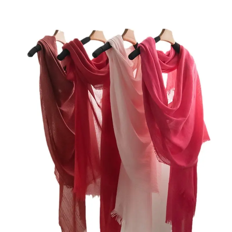 Bestella High Quality Polyester Shawl Gradual Color Sun Protection Warm Thin Ring Velvet Women's Long Shawl Spring Autumn
