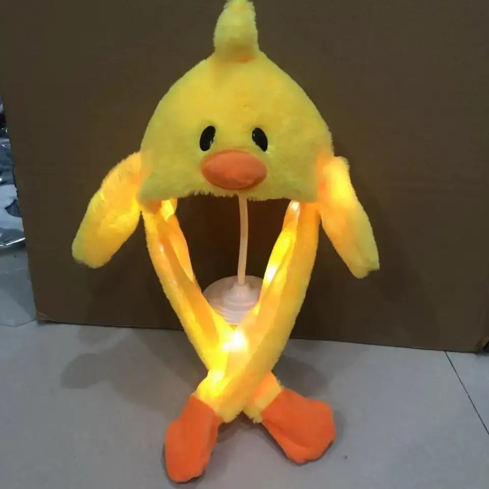 LED Light Up Meninas Animal Bonito Coelho De Pelúcia Chapéu Crianças Airbag Em Movimento Orelhas Recheadas Cosplay Partido Vestido Extravagante Partido Chapéus de Inverno