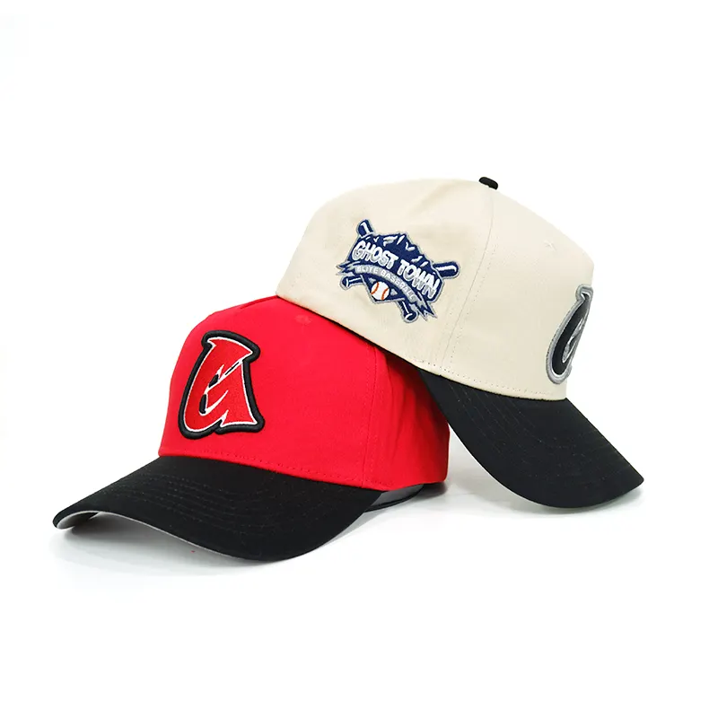 Hengxing Fashion Designer squisito ricamo 5 pannelli berretto cinturino regolabile Retro berretto da Baseball bicolore