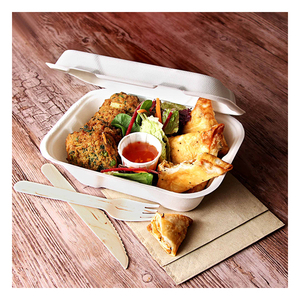 Biyobozunur restoran fast food teslimat paket servisi olan restoran take away c ambalaj hamuru öğle yemeği bagasse şeker kamışı kağit kutu konteyner - Product Image 5
