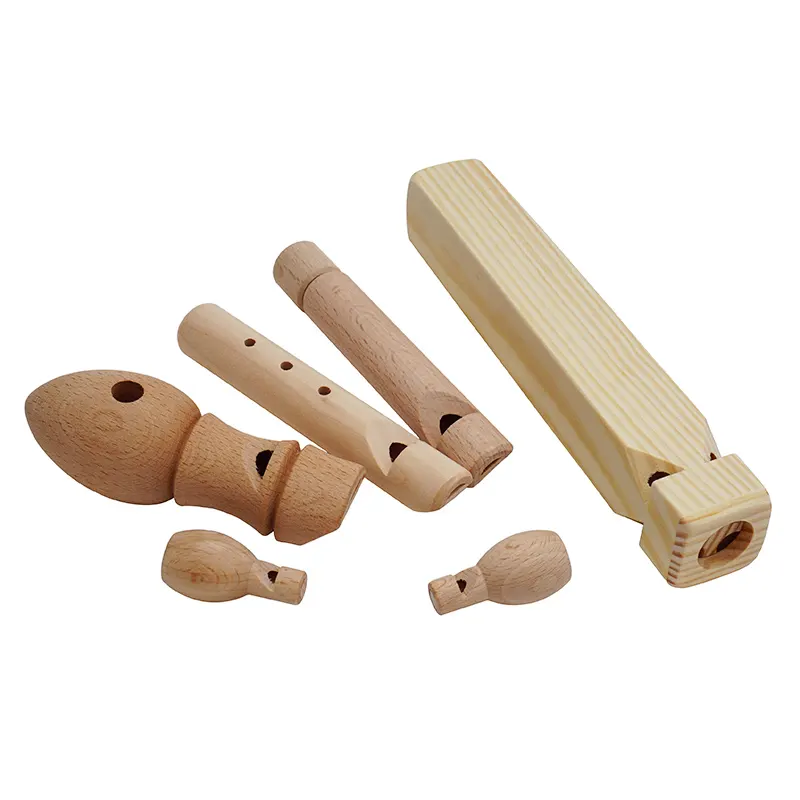 Juguete de instrumentos musicales de madera para niños, Mini Silbatos de bolsillo, silbato de madera para pájaros