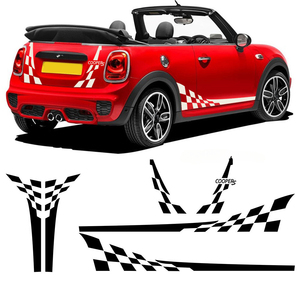 รถจัดแต่งทรงผม Checkered ธงตาหมากรุกประตูด้านข้างลายรูปลอกHood Trunk Decorสติกเกอร์สําหรับMINI Cooper R56 2006-2013 - Product Image 1