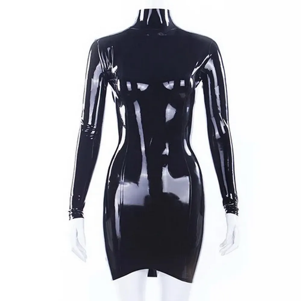 Catsuit único elegante dominante de goma de látex Gummi con encaje tamaño XS ~ XXL