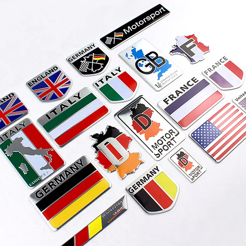 3D in lega di alluminio italia France Sweden UK bandiera nazionale adesivo per auto distintivo griglia emblemi decorazione decorazione decalcomania moto Logo