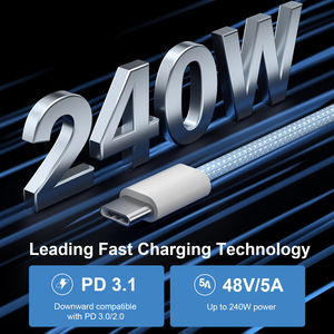 4 Colors to <strong>Choose</strong> PD3.1 48V5A Fast Charge 1M 2M 3M 60W 100W Type C to Type C Charging <strong>Cable</strong> with Nylon Braid