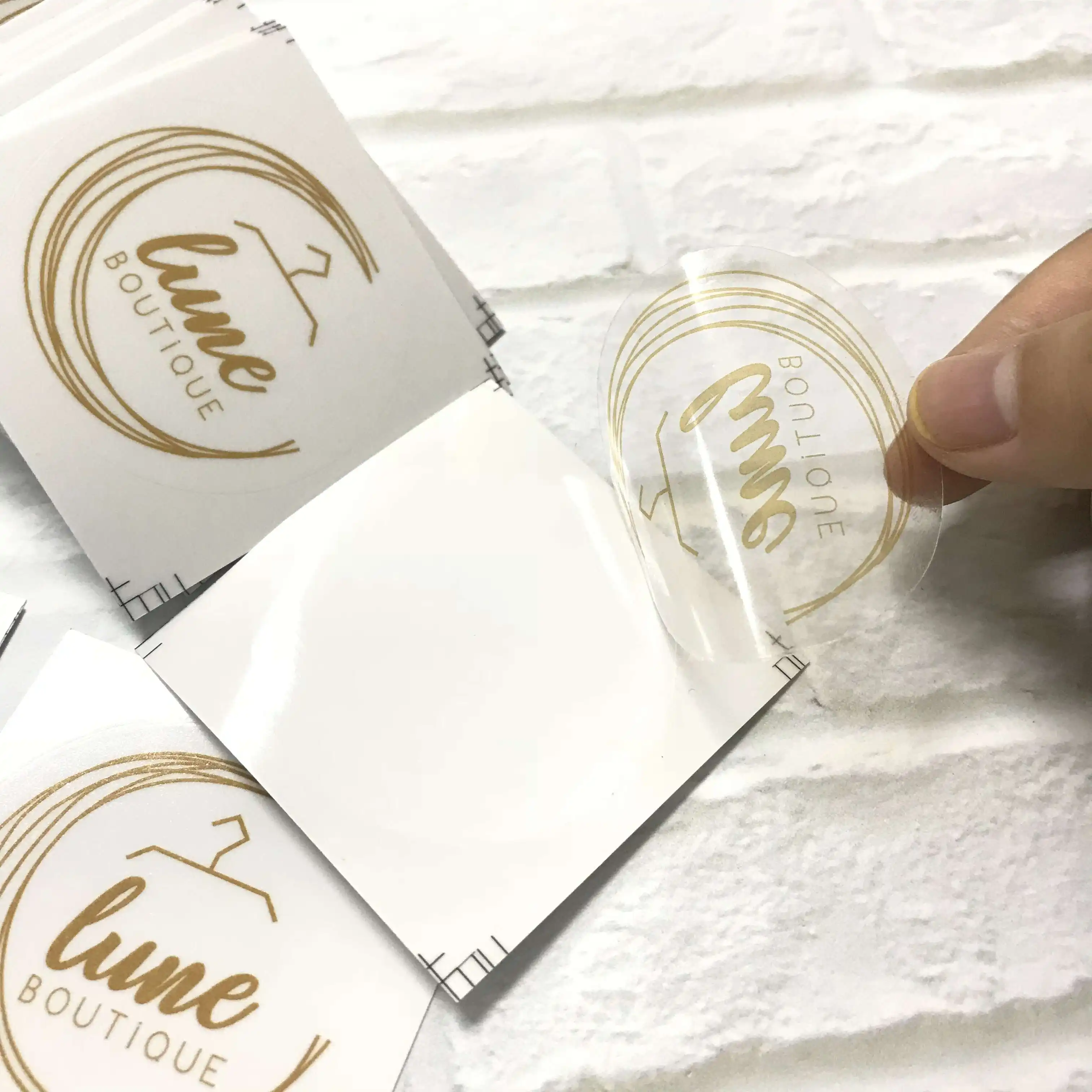 Pegatinas de vinilo/PVC transparente/adhesivo para ventana, pegatina personalizada con logotipo impreso completo