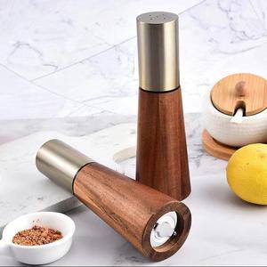 批发手动木质香料胡椒磨定制标志手动木质盐胡椒磨 - Product Image 1