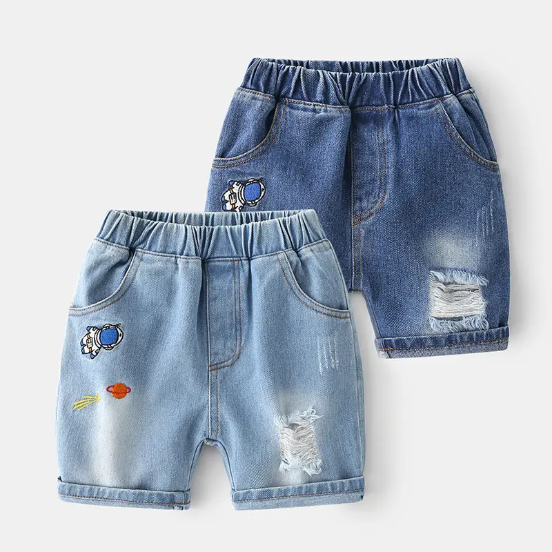 Roupa infantil moderna, calça jeans curta para meninos e crianças, atacado, 2021