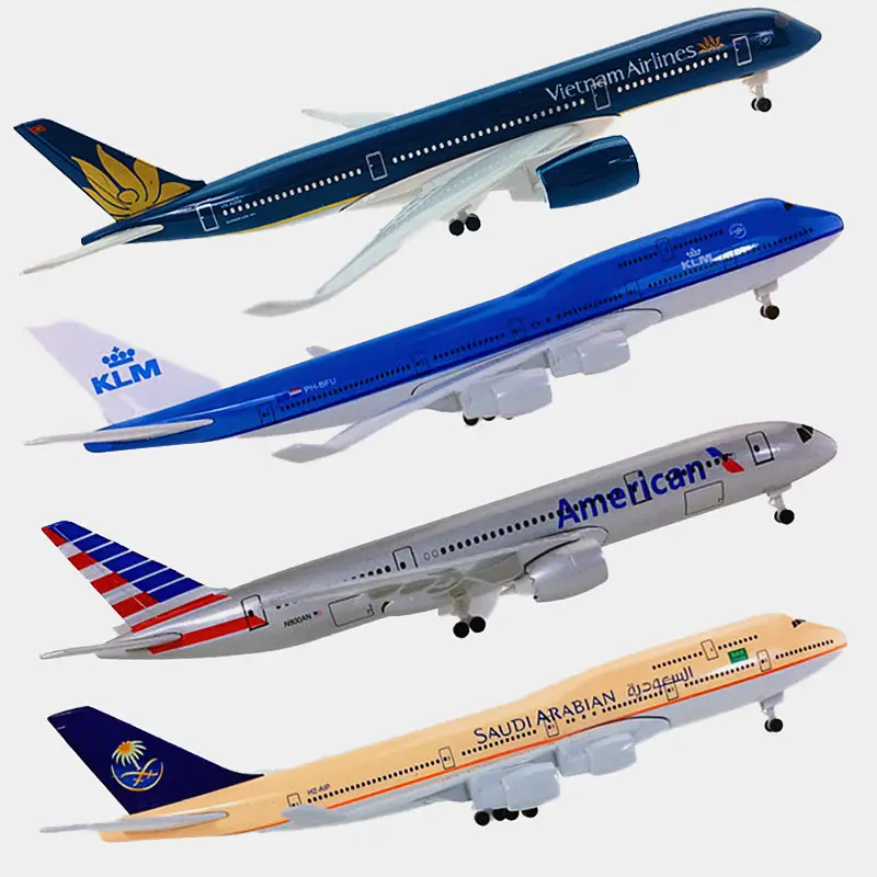 Venta al por mayor OEM 20cm Diecast aviones modelo Boeing B747 B787 Airbus A350 A320 avión juguetes con tren de aterrizaje niños regalos