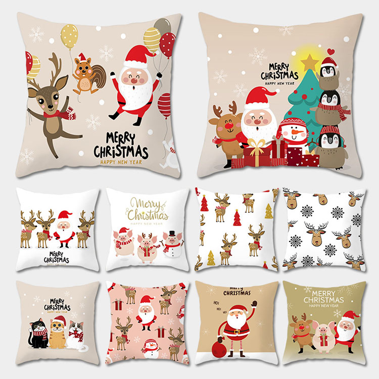 Factory Direct Nordic Style Cushion Cover Custom Christmas Deer Print Cushion Cover