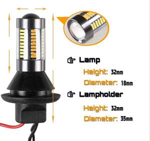 ชุดหลอดไฟ LED สีขาว/อำพันสำหรับรถยนต์1156 BA15S 66 SMD สัญญาณไฟเลี้ยวแบบ Canbus ที่มีตัวต้านทานและ DRL - Product Image 2