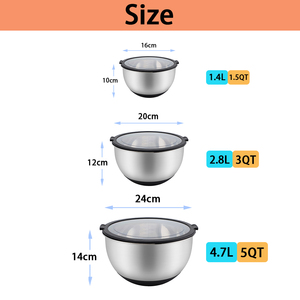 Đánh bóng thép không gỉ ruhrschussel Bát <span class=keywords><strong>salad</strong></span> với nắp trong suốt 16cm 20cm 24cm trộn bát - Product Image 2