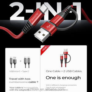AINOPE Hot <strong>2</strong> <strong>in</strong> <strong>1</strong> Durable Eco Friendly Nylon TPE Jacketed Type-C Charging Fast Charging Multi Safety Features for Car - Product Image 3