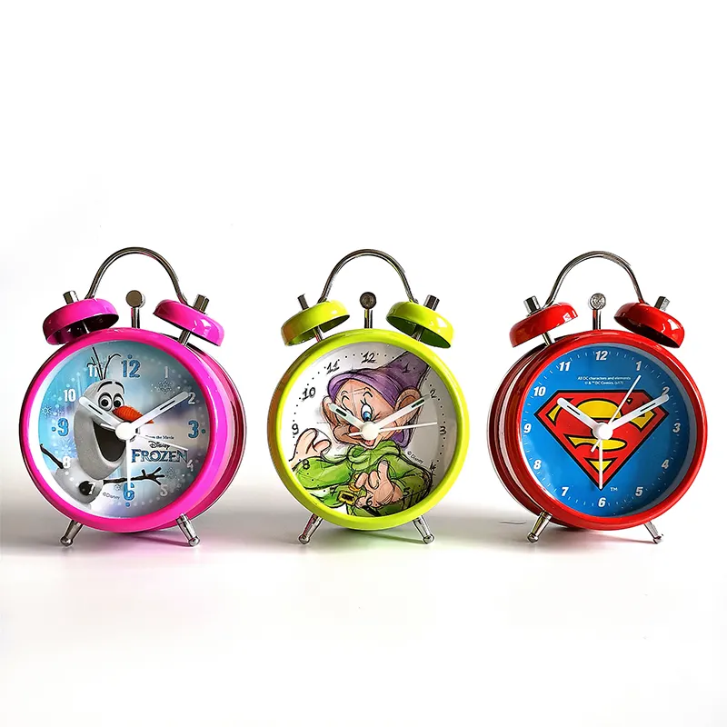 Reloj despertador de dos campanas para mesa y escritorio para niños, colorido, de Metal