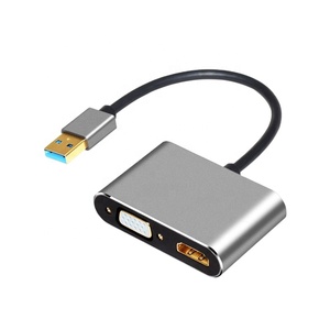 2合1 USB 3.0转HDMI VGA适配器4k高清1080P多显示转换器音频视频电缆适用于Macbook计算机 - Product Image 5