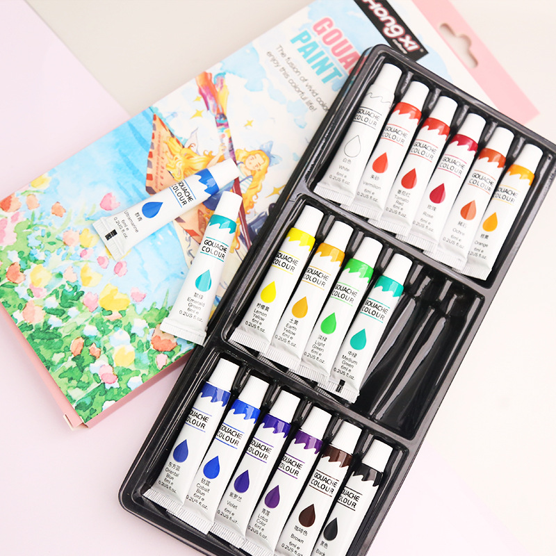 6ML * 18 colorsGouache(English hanging card box).