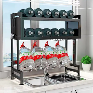 Toz geçirmez dolap kapı ile lavabo bulaşık kurutma rafı üzerinde, 2 katmanlı büyük depolama mutfak çanak geri çekilebilir süzgeç raf - Product Image 6