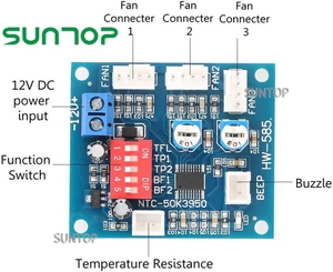 DC <strong>12V</strong> Four Wire Thermostat <strong>PWM</strong> Fan <strong>Speed</strong> <strong>Controller</strong> Governor Driver Module <strong>Temperature</strong> Relay for PC - Product Image 1