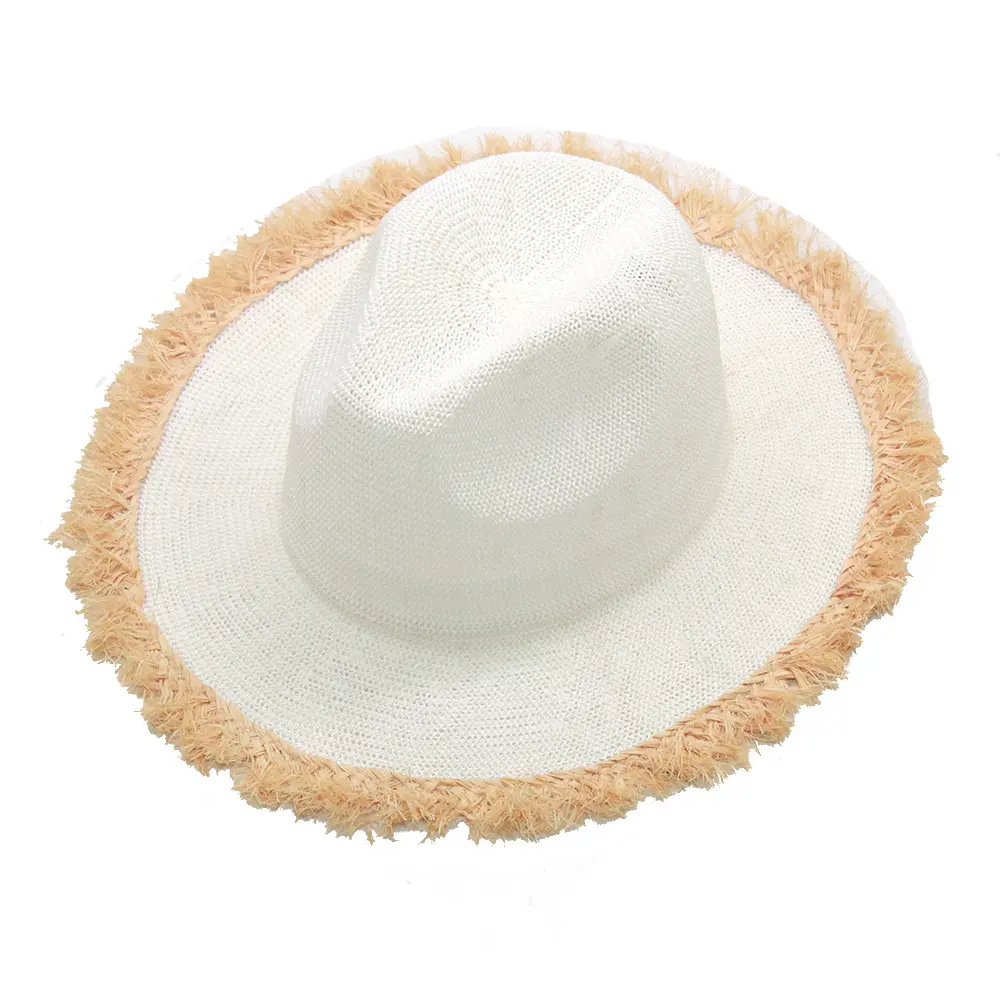 Sombreros de playa de paja personalizados para mujer, Sombrero panamá de paja a granel