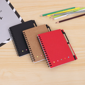 Notas Adhesivas personalizadas, bandera Kraft, Mini cuaderno, cuadernos de notas en espiral con bolígrafo y notas adhesivas
