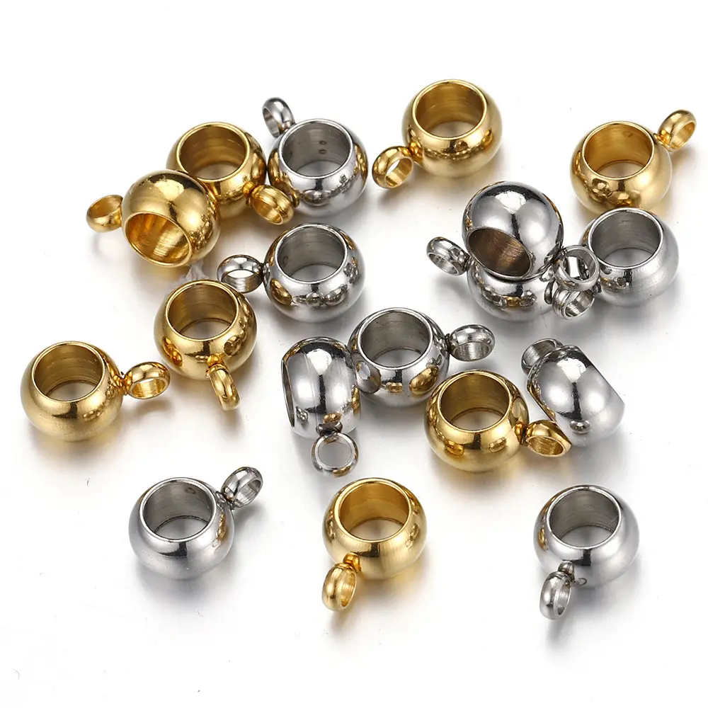 Perline distanziatrici in acciaio inossidabile con anelli connettore per bracciale collana fai da te creazione di gioielli